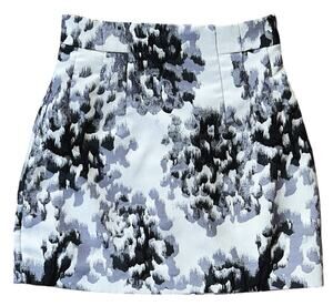H&M Textured Print Lined Black White & Gray A-Line Mini Skirt Women's 8